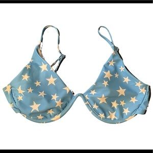 Shein blue star print bikini top